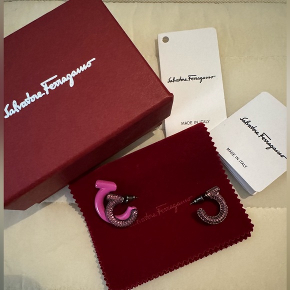Salvatore Ferragamo Jewelry - NWT Salvatore Ferragamo Crystal and Resin Hoop Earrings